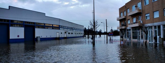 Subida do caudal do rio Ave e cheias causam inundações na Zona Industrial de Vila do Conde